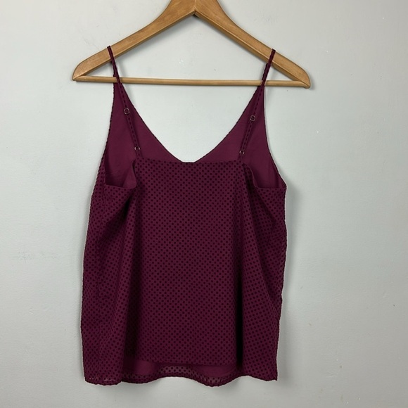 Banana Republic Flock Dot Print Classic Camisole in Burgundy Sz S - Picture 7 of 10